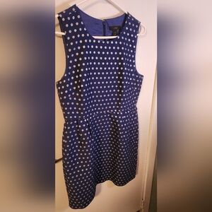 NWT- J Crew Blue Sleeveless Dress With Shimmery Silver Polka Dots Size 10